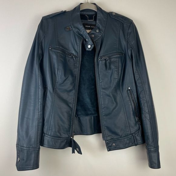 Black Rivet Jackets & Coats Fauxleather Jacketsize Small Moto